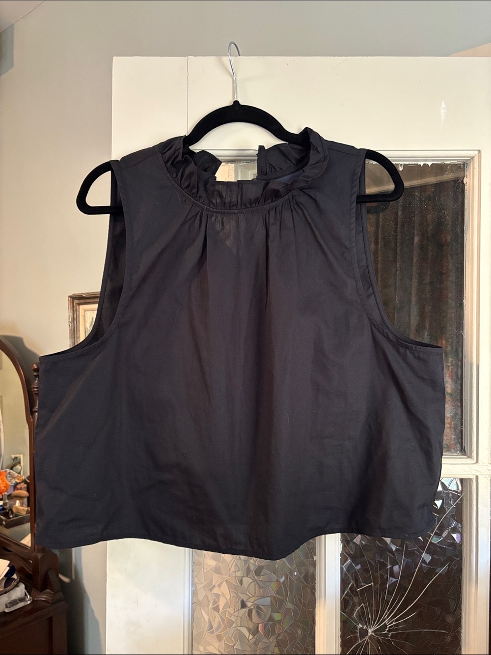 Maeve Black Ruffle-Neck Sleeveless Camisole